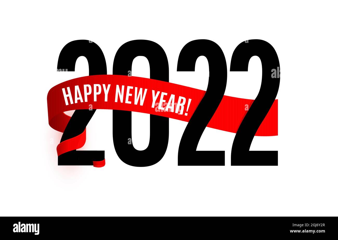 Affiche de nouvel an avec 2022 chiffres, joyeux souhait de nouvel an sur  ruban rouge, foulard d'hiver. Illustration vectorielle Image Vectorielle  Stock - Alamy