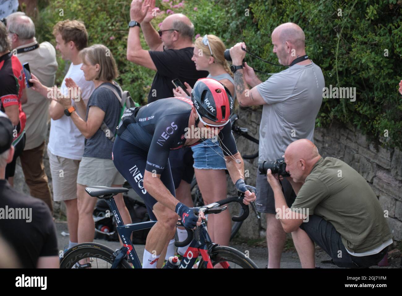 Owain Doull sur la montée abrupte de la Grande Orme, Llandudno pour la fin du Tour de Grande-Bretagne 2021 Stage 4 Banque D'Images