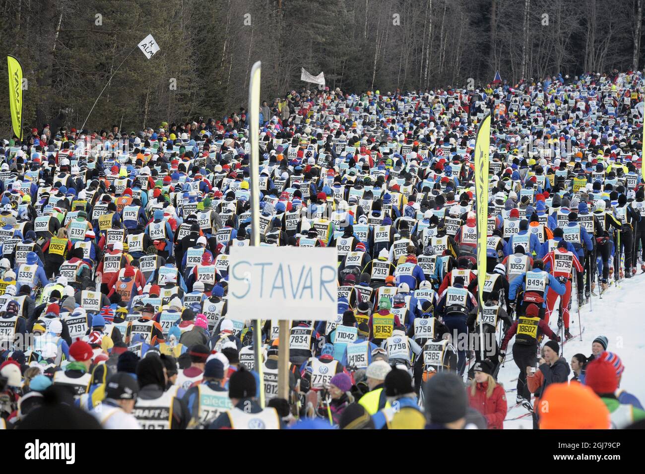 La foule commence tôt le matin 4 de mars de la course de ski de 90 km de long Vasaloppet. La competion est tenue pour le 88:e temps, et s'étend entre Salen et Mora en Suède Foto by Ulf Palm / SCANPIX ** SUÈDE OUT ** Banque D'Images