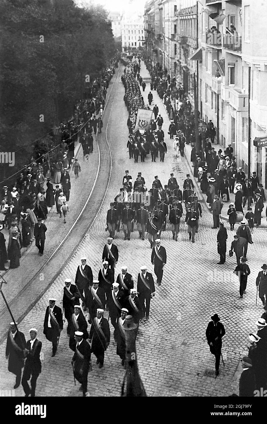 DOSSIER 1912 procession à l'ouverture des jeux olympiques de Stockholm 1912. Foto:Scanpix Historique/ Kod:1900 Scanpix SUÈDE Banque D'Images