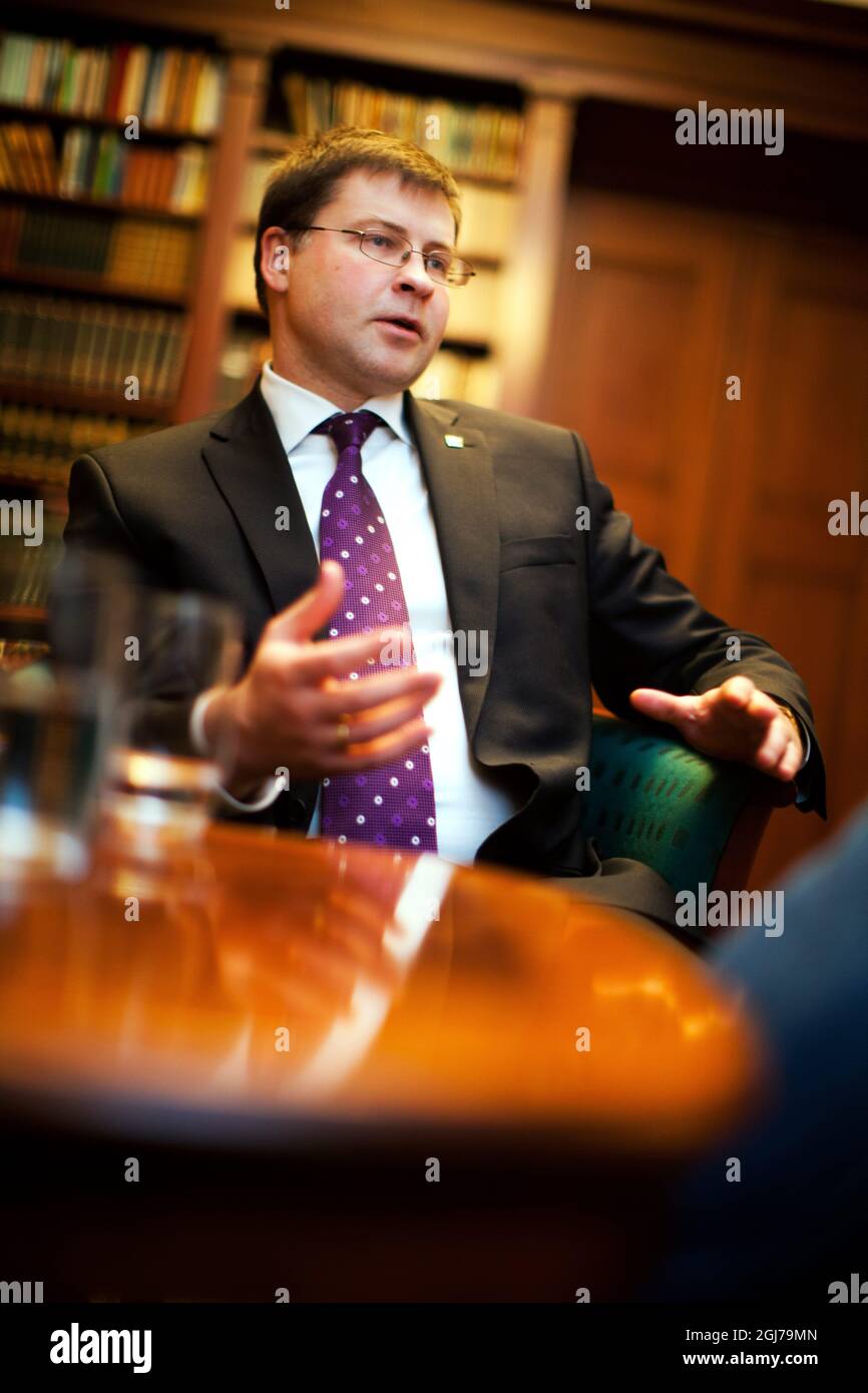 STOCKHOLM 2012-02-09 Valdis Dombrovskis, Premier ministre de Lettonie. Foto Roger Turesson / DN / SCANPIX / Kod 3818 Banque D'Images