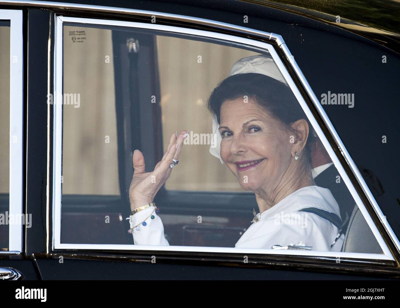 La reine Silvia lors des célébrations traditionnelles de la Journée nationale à Skansen, à Stockholm, le 6 juin 2013. Banque D'Images