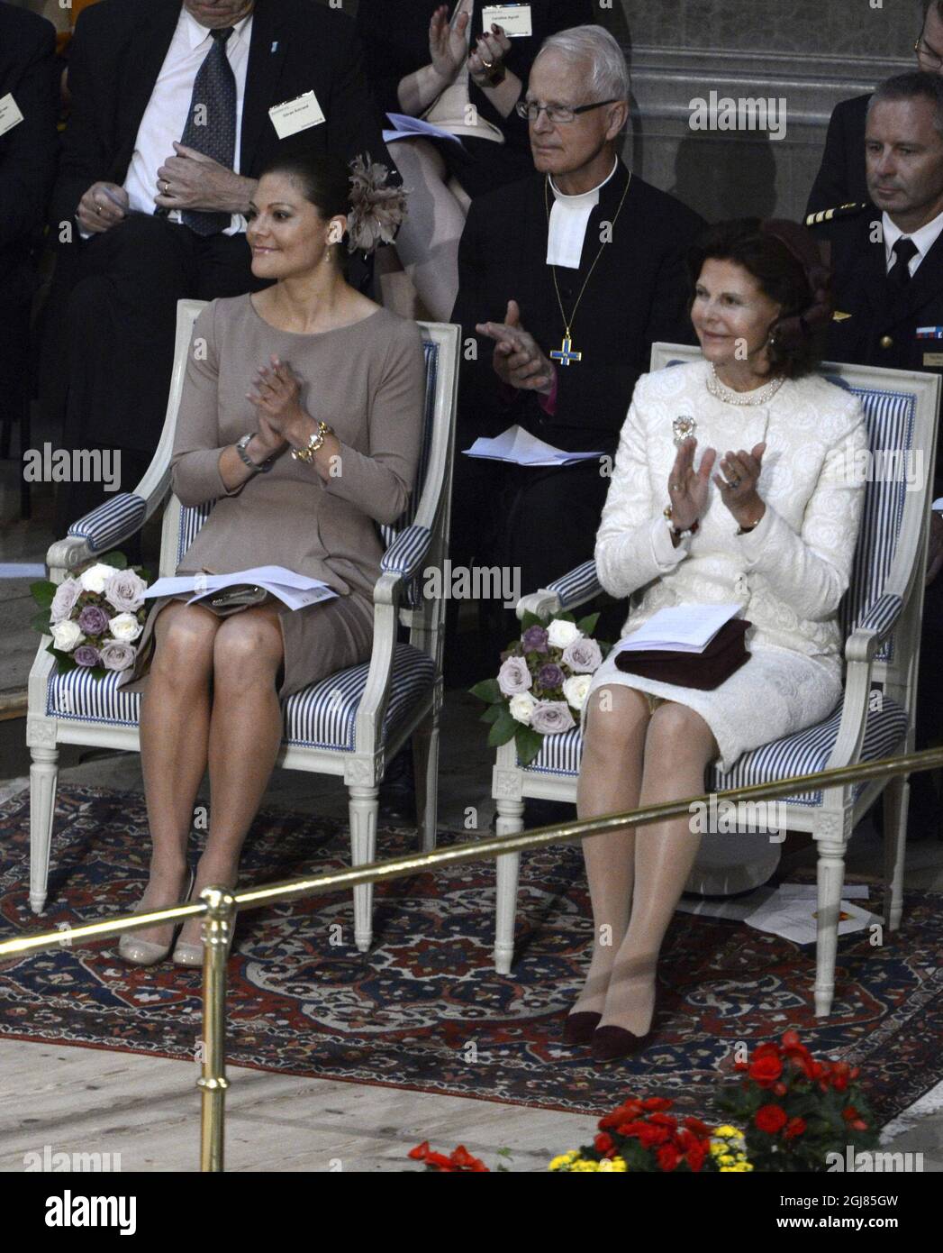 UPPSALA 2013-09-24 la reine Silvia et la princesse Victoria participent à l'ouverture du Synode général à la cathédrale d'Uppsala. Foto: Bertil Enevag Ericson / TT / Kod 10000 Banque D'Images