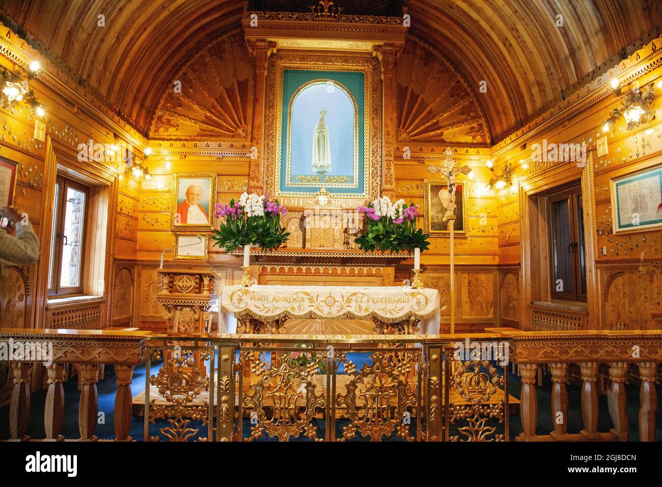 Chapelle contient la statue de notre-Dame de Fatima donnée au cardinal Stefan Wyszynski par l'évêque de Fatima en 1961. Banque D'Images