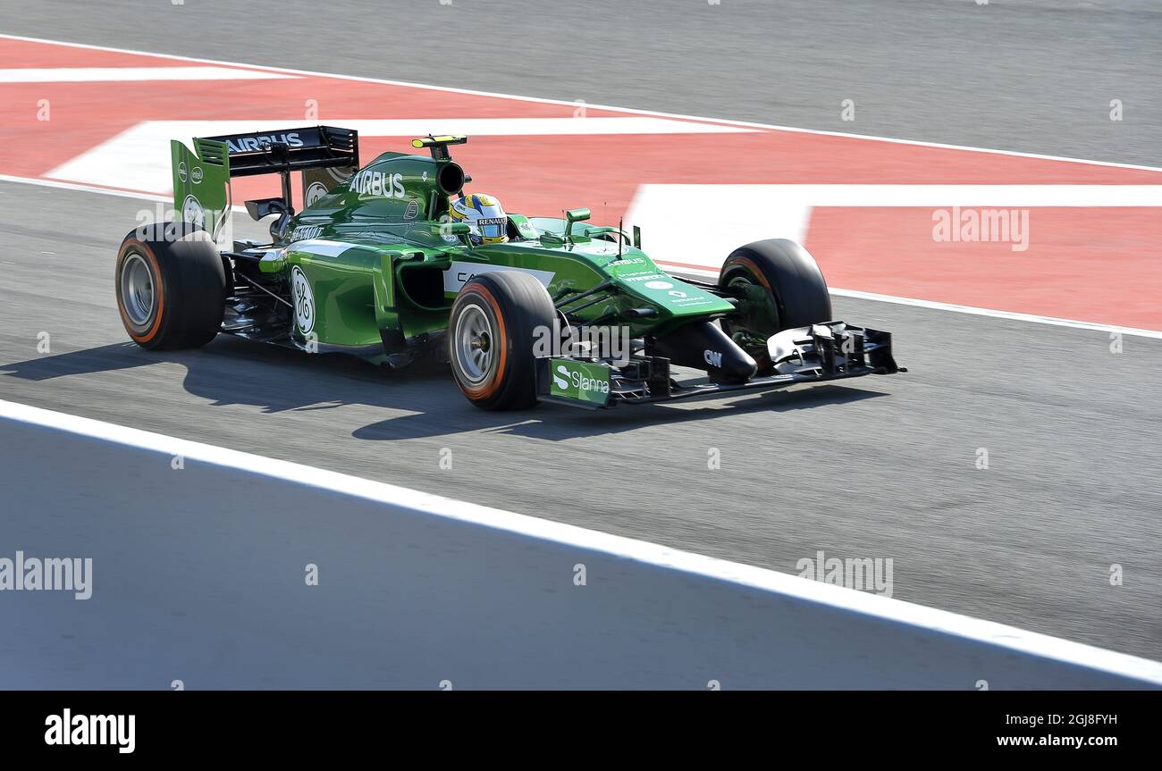 BARCELONE 20140509 Marcus Ericsson (SWE) de l'écurie Renault Caterham est vu lors de la première pratique libre du Grand Prix espagnol de F1 au circuit Barcelone-Catalunya à Montmelo le 9 mai 2014. Foto Anders Wiklund / TT / Kod 10040 Banque D'Images