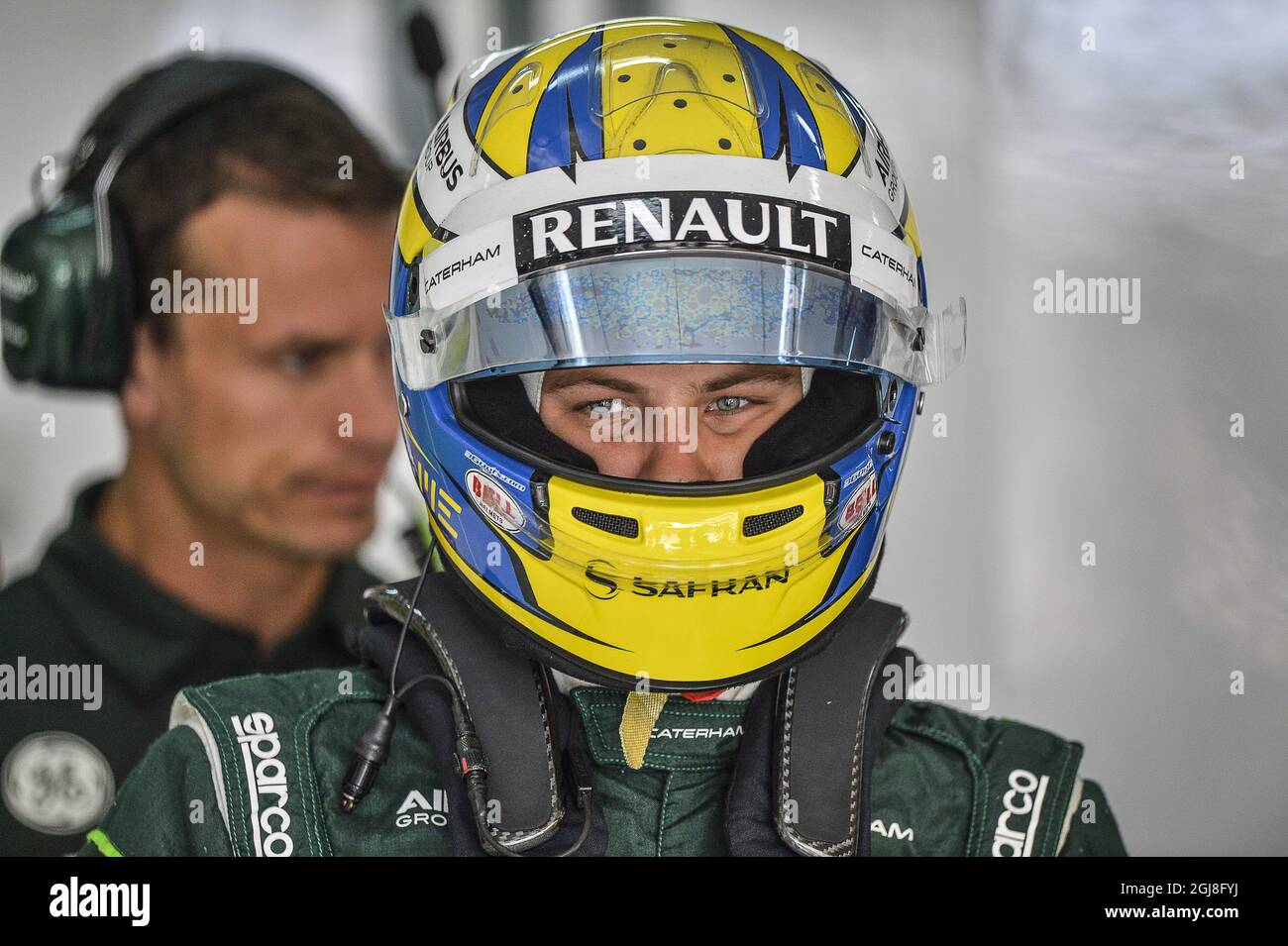 BARCELONE 20140509 Marcus Ericsson (SWE) de l'écurie Renault Caterham est présent lors de la première pratique libre du Grand Prix de F1 espagnol au circuit Barcelone-Catalunya à Montmelo le 9 mai 2014. Foto Anders Wiklund / TT / Kod 10040 Banque D'Images