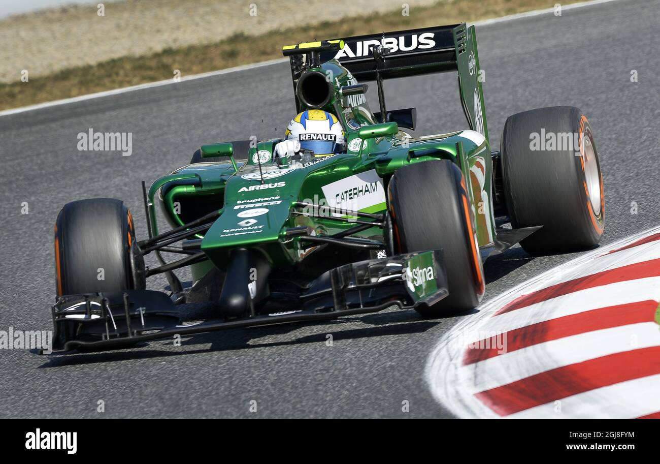 BARCELONE 20140509 Marcus Ericsson (SWE) de l'écurie Renault Caterham est vu lors de la première pratique libre du Grand Prix espagnol de F1 au circuit Barcelone-Catalunya à Montmelo le 9 mai 2014. Foto Anders Wiklund / TT / Kod 10040 Banque D'Images