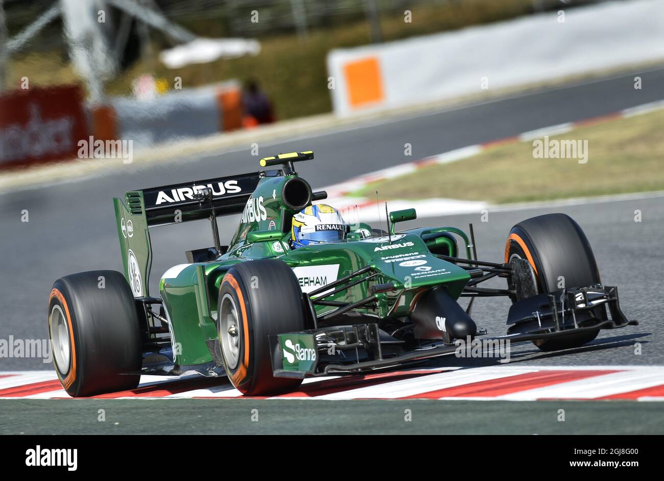 BARCELONE 20140509 Marcus Ericsson (SWE) de l'écurie Renault Caterham est vu lors de la première pratique libre du Grand Prix espagnol de F1 au circuit Barcelone-Catalunya à Montmelo le 9 mai 2014. Foto Anders Wiklund / TT / Kod 10040 Banque D'Images