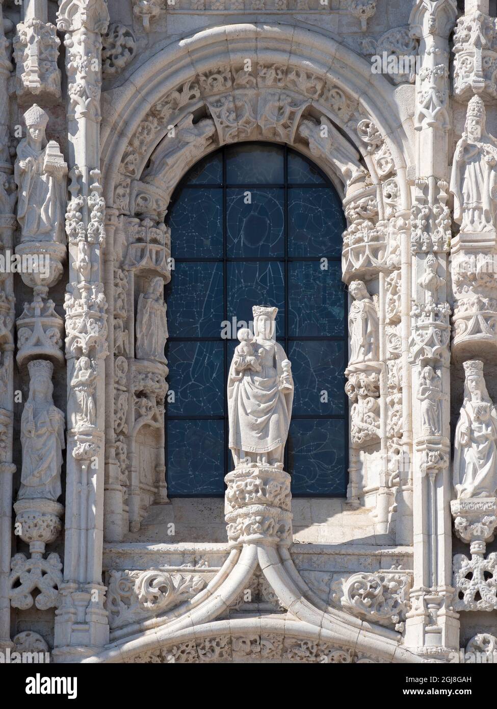 Le portail sud. Monastère de Jeronimos, monastère de Hieronymites, à Belem, classé au patrimoine mondial de l'UNESCO. Lisbonne, capitale du Portugal. Banque D'Images