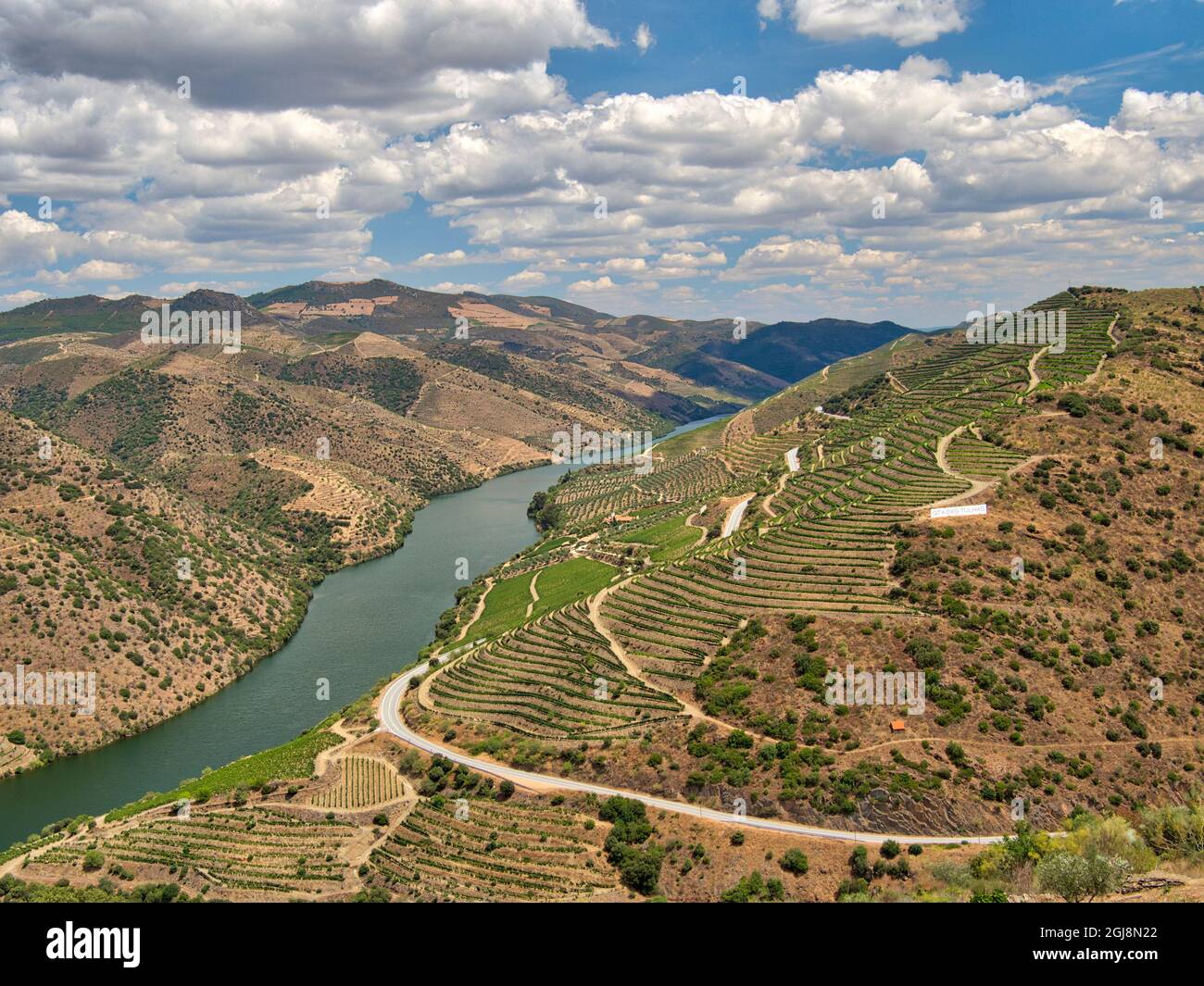 Portugal, Vallée du Douro. Vue sur le fleuve Douro et les vignobles Banque D'Images