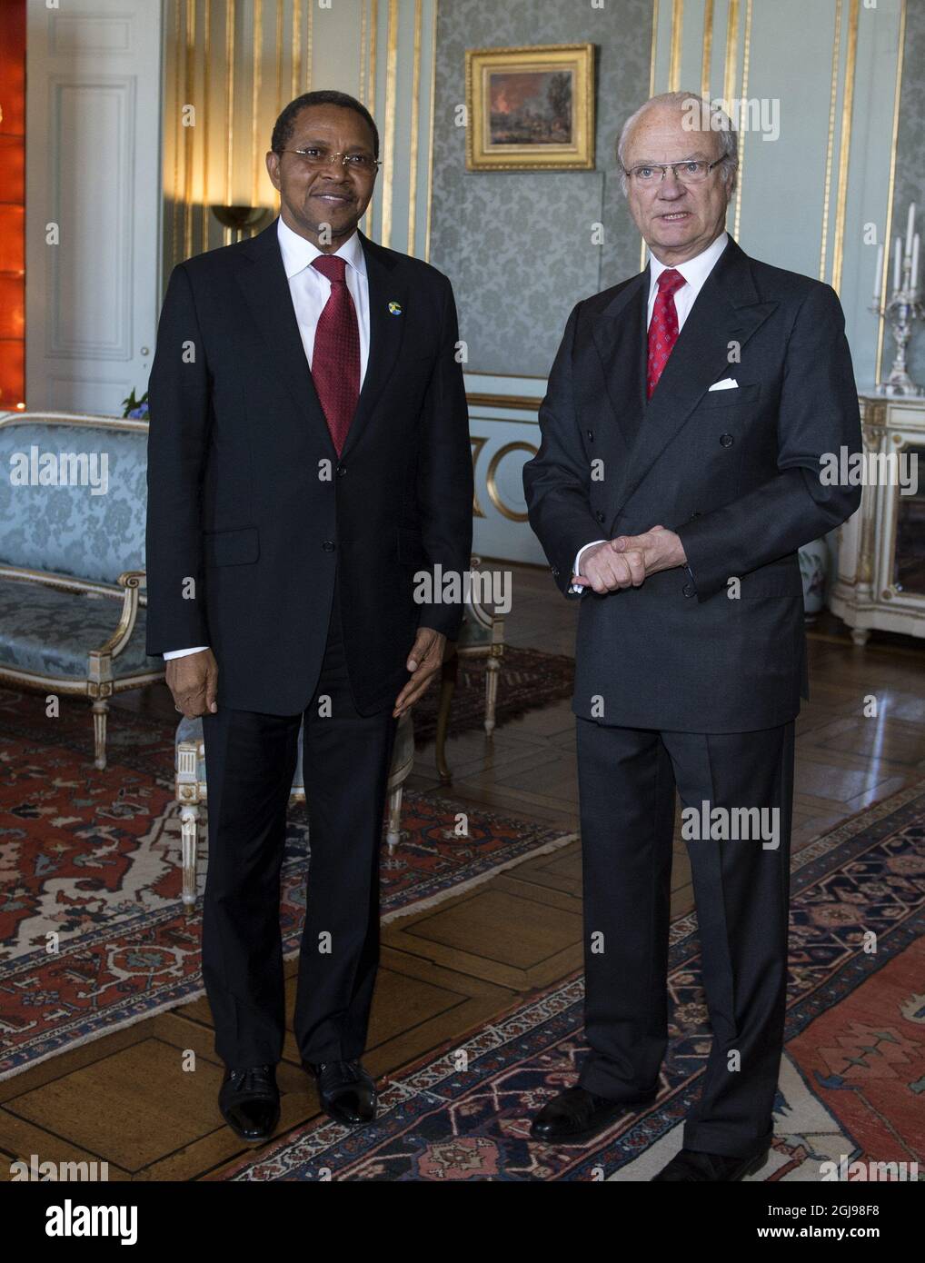 STOCKHOLM 2015-06-04 le président de Tanzanias, Jakaya Mrisho Kikwete, et le roi Carl Gustaf lors d'une audience au Palais Royal de Stockholm, en Suède. 4 juin 2015. Foto Bertil Ericson / TT / Kod 10000 Banque D'Images