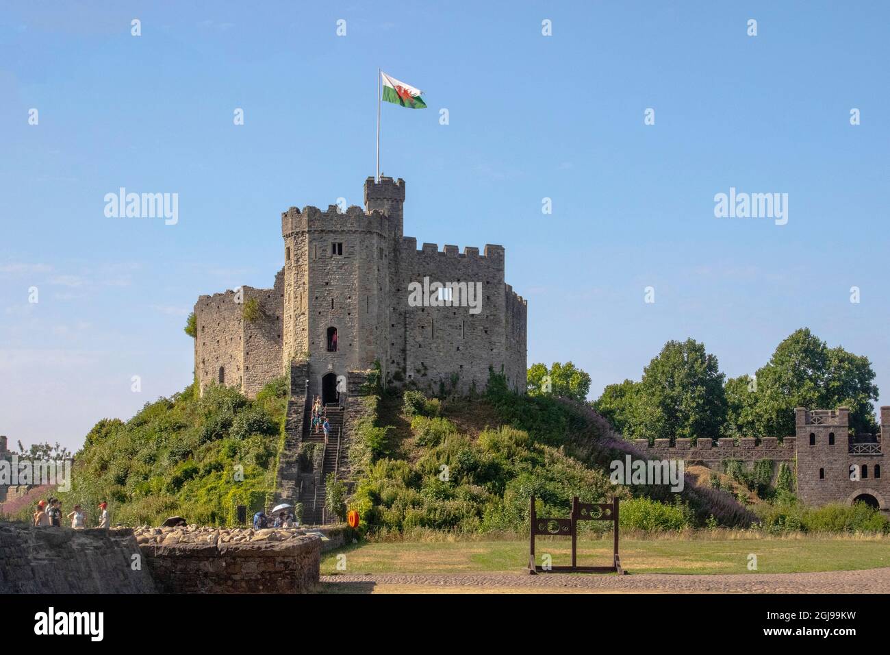Parc de coquillages normands sur le terrain du château de Cardiff, au pays de Galles, construit au XIIe siècle par Robert de Gloucester. Banque D'Images