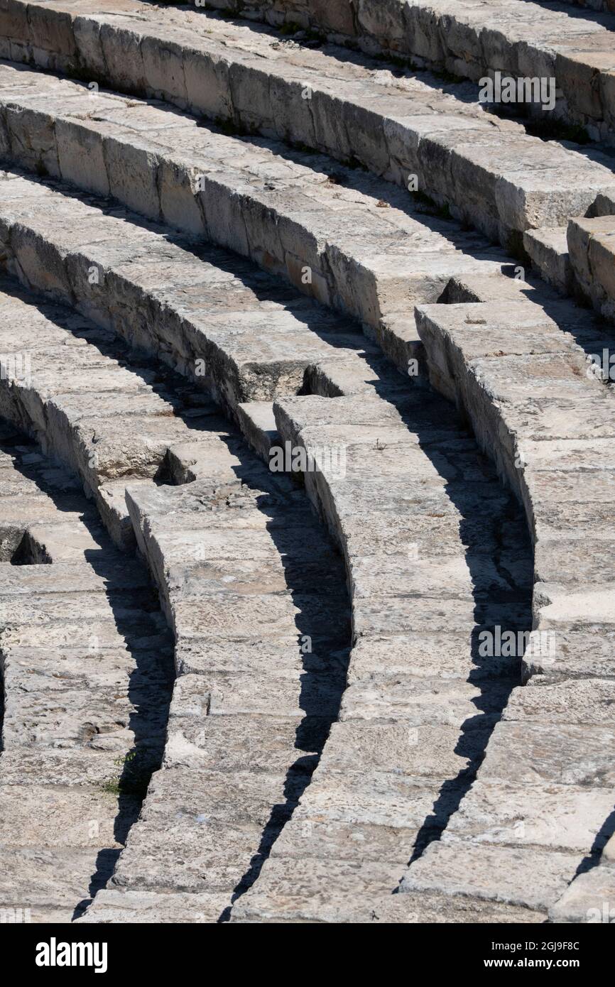 Chypre, site archéologique antique de Kourion. Le théâtre, vers 2e siècle avant J.-C., 3 000 sièges. Banque D'Images