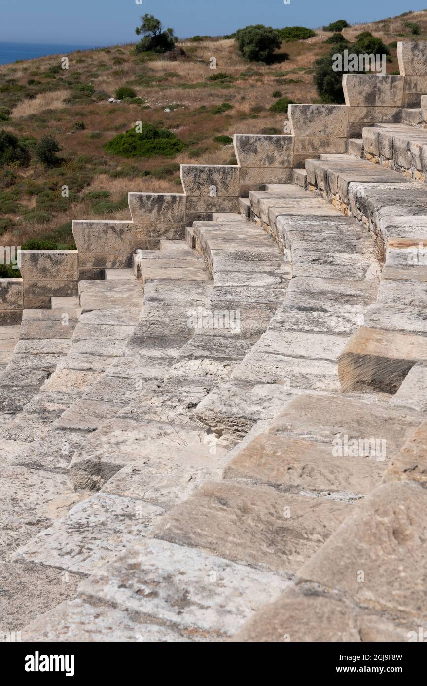 Chypre, site archéologique antique de Kourion. Le théâtre, vers 2e siècle avant J.-C., 3 000 sièges. Banque D'Images