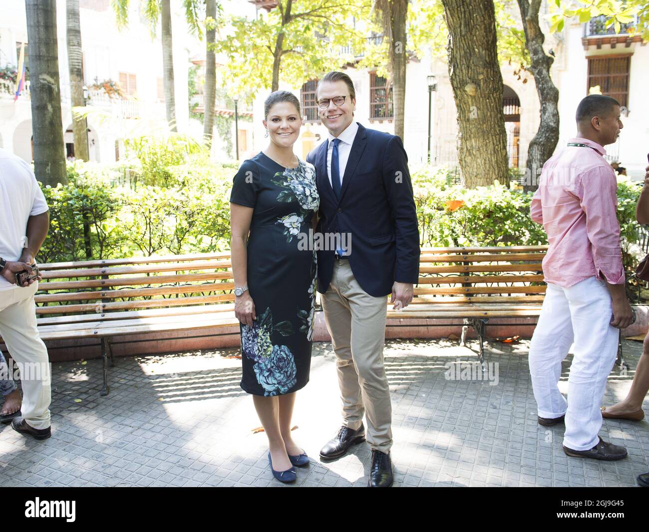 CARTAGENA 20151021 Crown Princess Victoria et Prince Daniel lors de la visite guidée à Cartagena i Colombie mercredi 21 octobre 2015 le couple Crown Princess a est en visite de cinq jours au Pérou et en Colombie. Photo: Sven Lindwall / EXP / TT / Kod: 7117 ** HORS SUÈDE** Banque D'Images