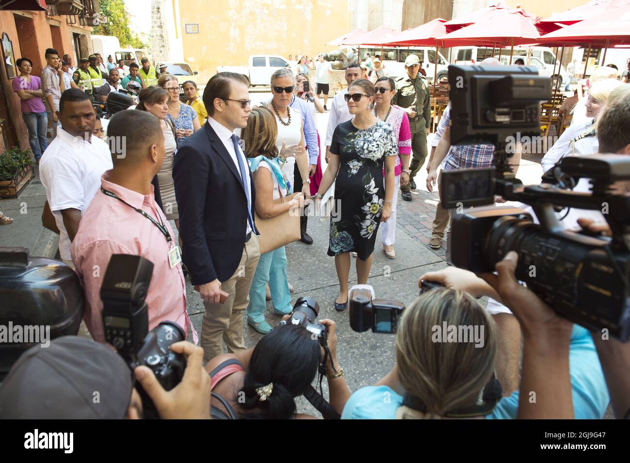 CARTAGENA 20151021 Crown Princess Victoria et Prince Daniel lors de la visite guidée à Cartagena i Colombie mercredi 21 octobre 2015 le couple Crown Princess a est en visite de cinq jours au Pérou et en Colombie. Photo: Sven Lindwall / EXP / TT / Kod: 7117 ** HORS SUÈDE** Banque D'Images