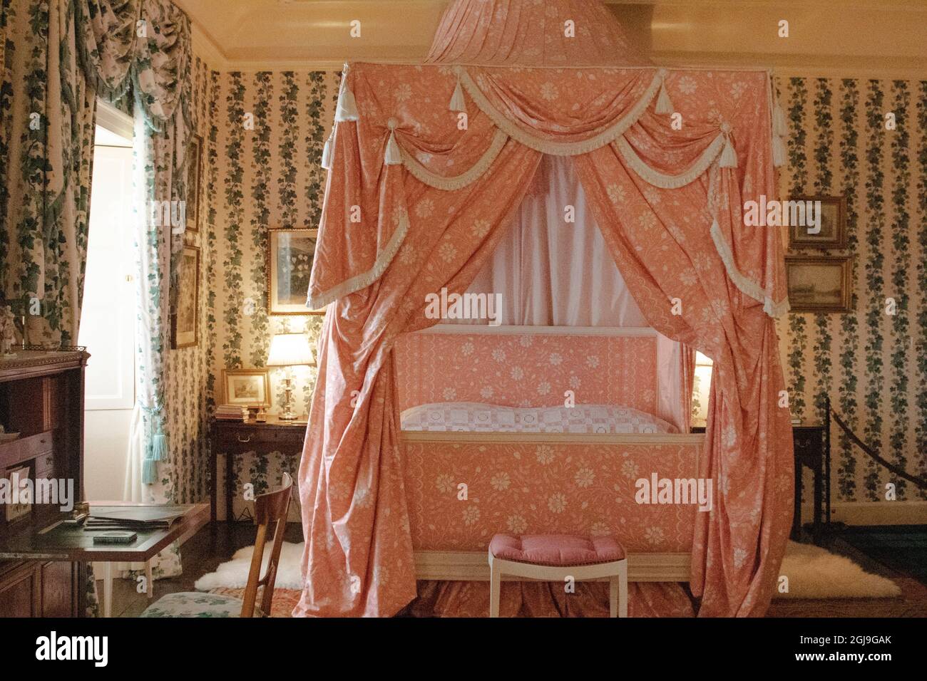 La chambre faisait partie de l'addition du XVIIe siècle et était la chambre de mariage de Lady Caroline Campbell. Banque D'Images