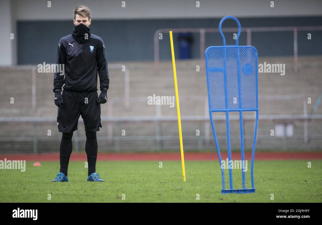 MALMO 2015-11-24 Markus Rosenberg de Malmo FF photographié pendant l'entraînement au stade Malmo Old à Malmo, Suède, le 24 novembre 2015. Malmo FF jouera contre Paris Saint-Germain (PSG) dans le groupe A de la Ligue des champions de l'UEFA à Malmo mercredi. Photo: Andreas Hillergren / TT / Kod 10600 Banque D'Images