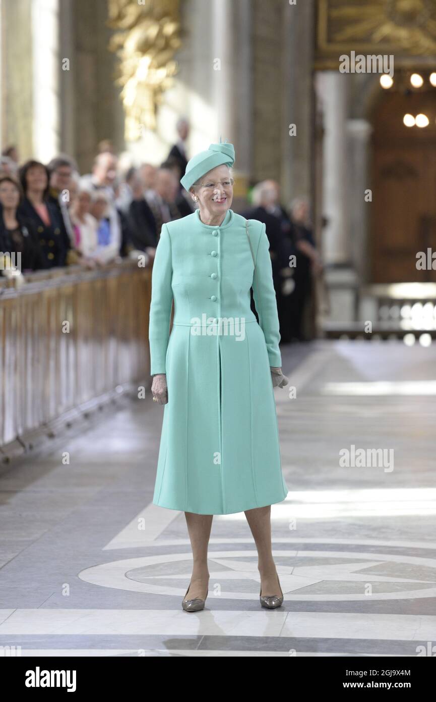 STOCKHOLM 2016-04-30 Reine Margrethe II au service d'action de grâce de te Deum, dans la Chapelle royale, en relation avec l'anniversaire du roi suédois Carl XVI Gustav, le samedi 30 avril 2016. Foto: Jessica Gow / TT / Kod 10070 Banque D'Images