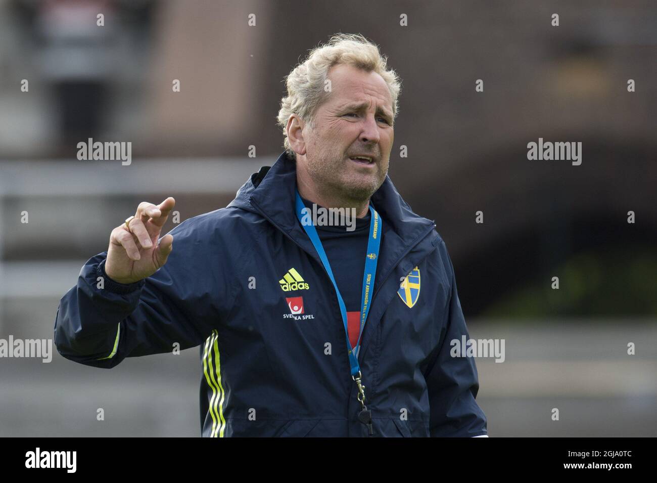 STOCKHOLM 2016-05-28 Directeur de l'équipe nationale suédoise de football Erik Hamrén photographié pendant le camp d'entraînement Euro 2016 au stade olympique de Stockholm, Suède, le 28 mai 2016. Photo: Erik Nylander / TT / Kod 11540 ** SUÈDE OUT ** Banque D'Images