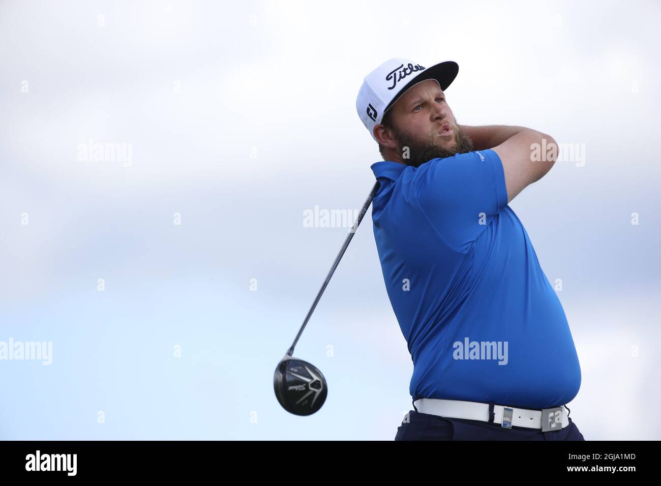 Andrew Johnston d'Angleterre sur le deuxième tee lors de la dernière partie au club de golf de Bro Hof le tournoi Nordea Masters dimanche 5 juin 2016. Foto: Fredrik Persson / TT / Kod 75906 Banque D'Images