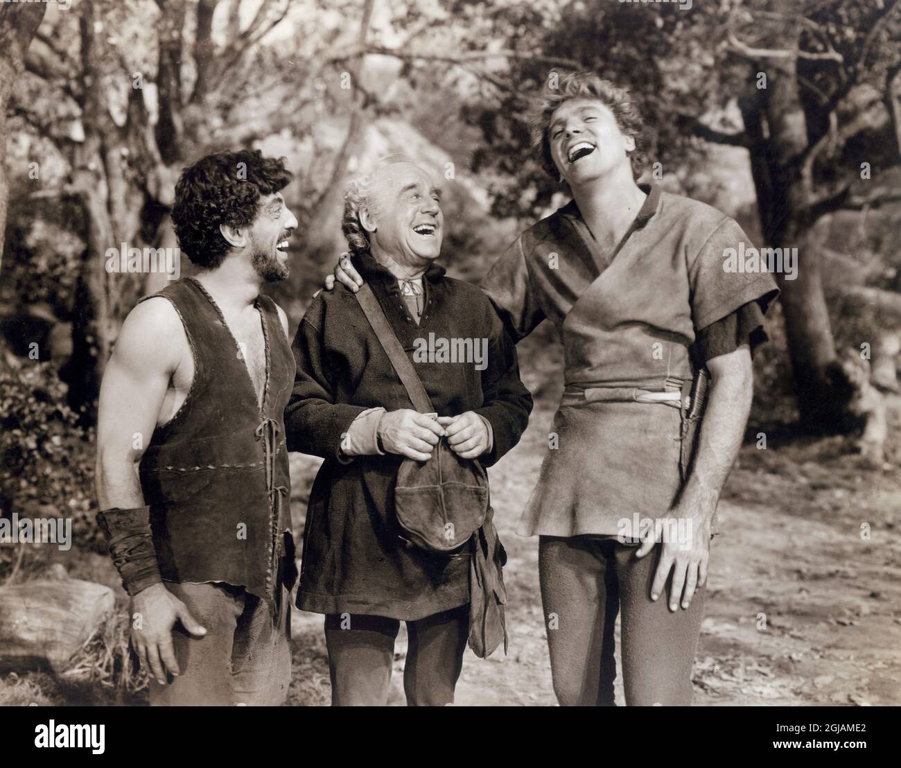 Nick Cravat (à gauche), Burt Lancaster (à droite), sur le tournage du film,  'la flamme et la flèche', Warner Bros., 1950 Photo Stock - Alamy