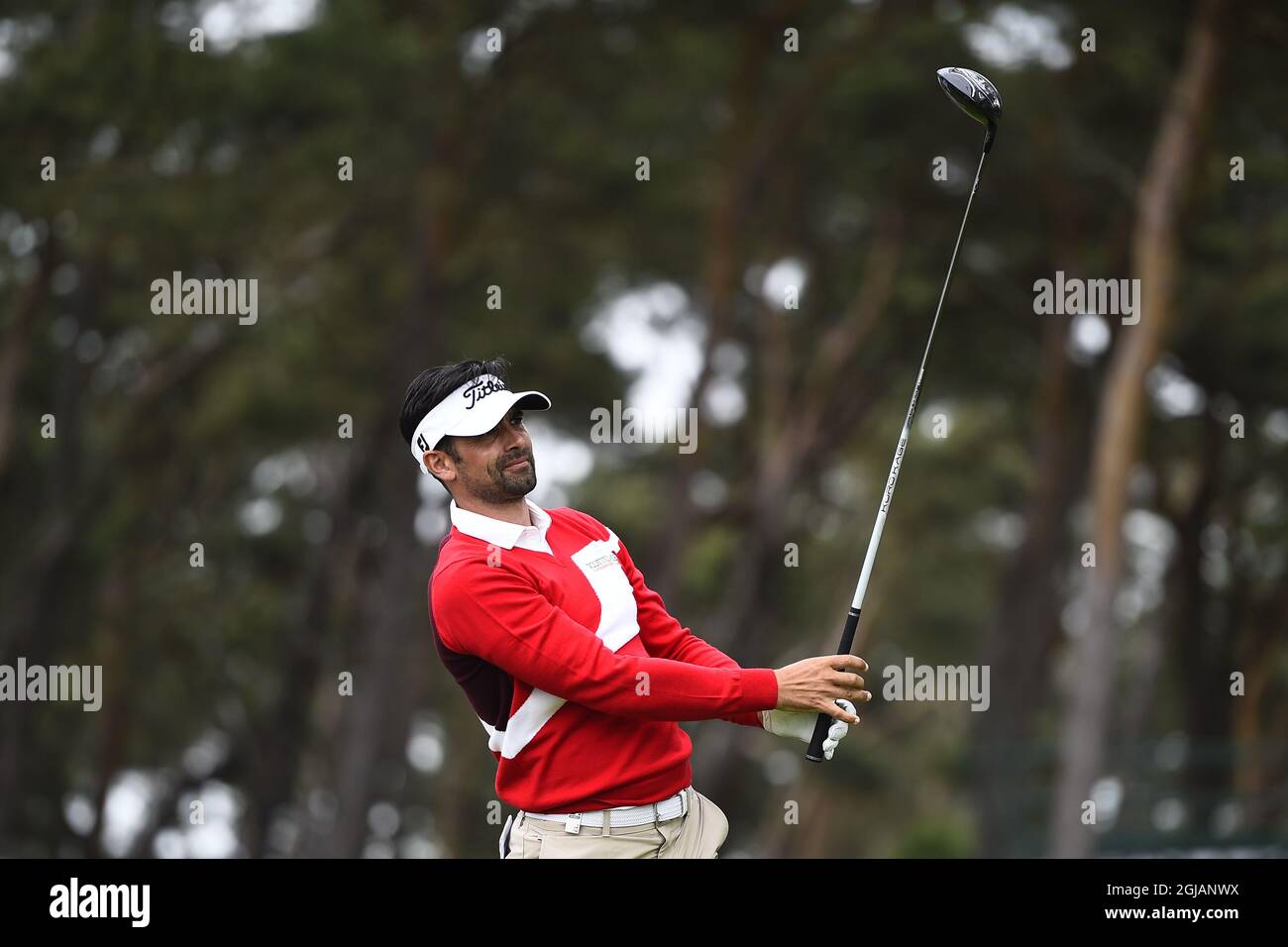 Lee Slattery d'Angleterre au tee 12 pendant la journée secon du tournoi de golf Nordea Masters vendredi 2 juin 2017 au Barseback Golf Club. Photo: Emil Langvad / TT Kod 9290 Banque D'Images