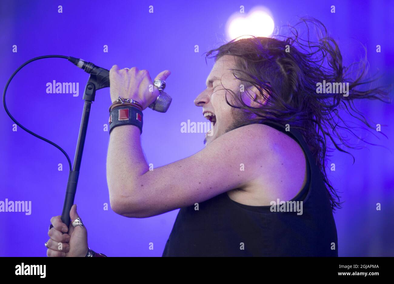 SOELVESBORG 20170610 le chanteur de fils rivaux du groupe américain Jay Buchanan se produit sur scène au Festival de rock de Suède 2017 à Solvesborg, dans le sud de la Suède, le 9 juin 2017. Photo: Fredrik Sandberg / TT / code 10080 Banque D'Images