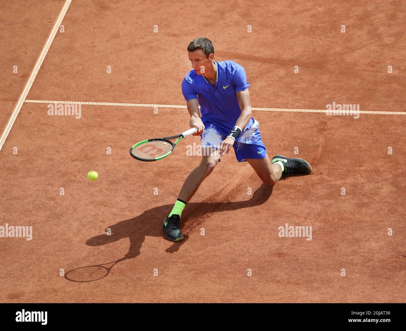 Andrey Kuznetsov de Russie pendant le match semi-final contre Alexandror Dolgopolov d'Ukraine pendant le tournoi de tennis ATP Swedish Open à Bastad, Suède le 22 juillet 2017. Photo Adam Ihse / TT / Kod 9200 **SUÈDE OUT ** Banque D'Images