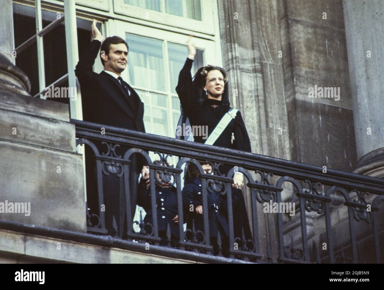 COPENHAGUE 1972-01-14 Reine Margrethe du Danemark et Prince Henrik après son couronnement au Palais Amalienborg 1972. Foto: SkÃ¥nereportage / TT / Kod: 36100 Banque D'Images