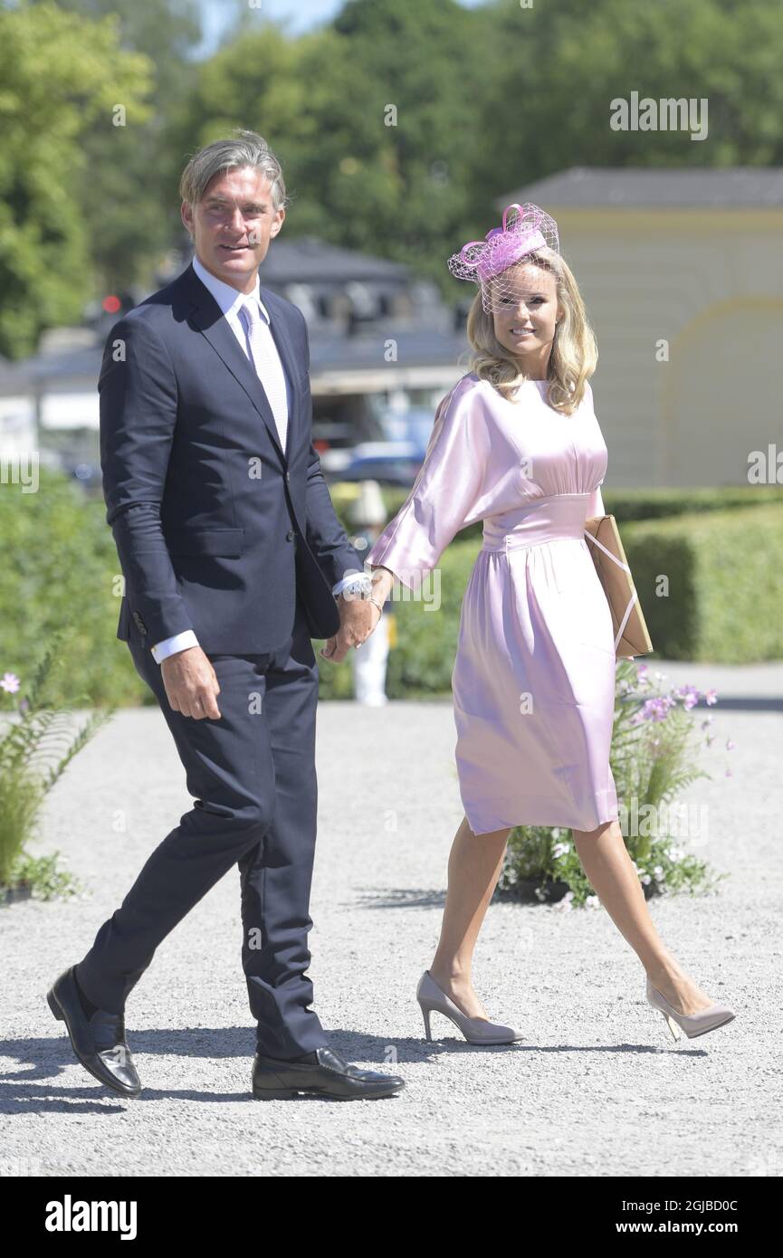 STOCKHOLM 20180608 Andrea (Engsall) Brodin arrive vendredi à l'église du Palais Drottningholm, en Suède, pendant le baptême de la princesse Madeleine et de la fille de Chris O’Neill, la princesse Adrienne Foto: Henrik Montgomery / TT Kod 10060 Banque D'Images