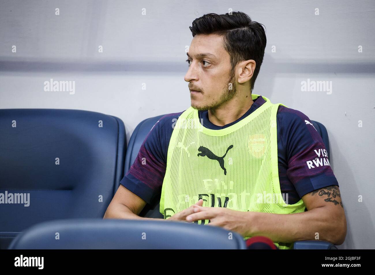 Le Mesut Ozil d'Arsenal avant un match de football amical d'avant-saison entre Arsenal FC et SS Lazio à Friends Arena à Solna, Stockholm, Suède, le 04 août 2018. Photo: Erik Simander / TT / code 11720 Banque D'Images