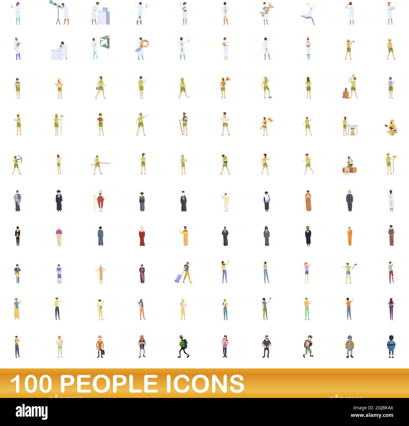 100 personnes icons set. Cartoon illustration de 100 personnes icônes vector set isolé sur fond blanc Illustration de Vecteur