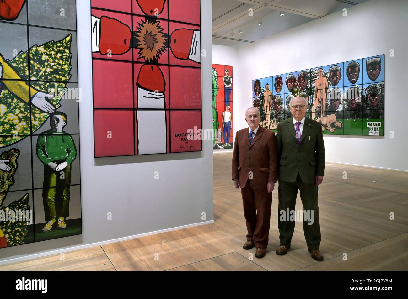 STOCKHOLM 20190205 duo artistique Gilbert & George « The Great Exhibition » au Moderna museet de Stockholm. Gilbert Prousch et George Passmore parmi leurs travaux au Moderna museet le 5 février 2019. Photo: Janerik Henriksson / TT / Kod 10010 Banque D'Images