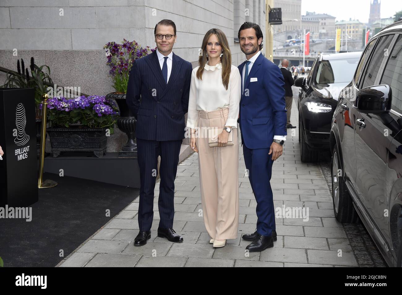 Prince Daniel, Princesse Sofia, Prince Carl Philip arrive à la conférence Brilliant Minds au Grand Hotel à Stockholm, Suède 2019-06-13 (c) Karin Tornblom / TT Banque D'Images