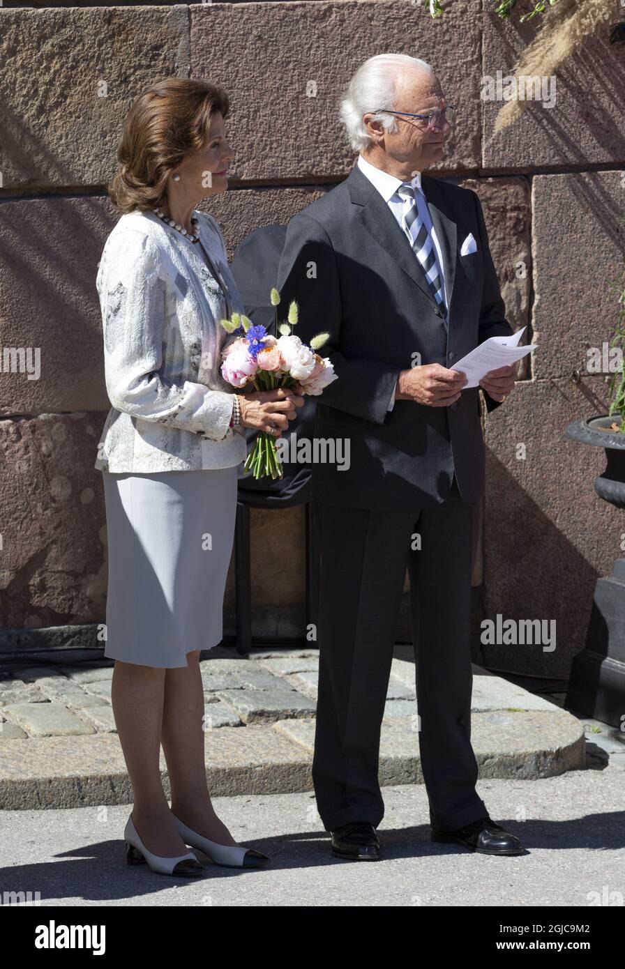 Roi Carl XVI Gustaf, Reine Silvia ouverture de la nouvelle exposition permanente au Royal Armoury (Livroustkammaren), Palais Royal, Stockholm, 2019-06-17 © Johan Jeppsson / TT Banque D'Images