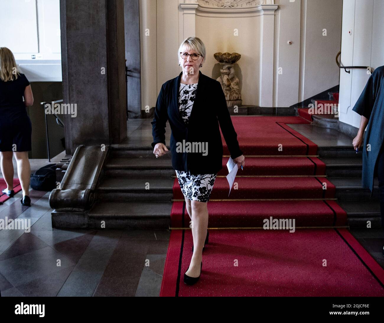 La ministre suédoise des Affaires étrangères, Margot Wallström rencontre la presse après sa rencontre avec Mohammad Javad Zarif Ministre iranien des Affaires étrangères 2019-08-20 (c) FERNVALL LOTTE / Aftonbladet / TT * * EXPRESSEN OUT * * * * AFTONBLADET / 3226 Banque D'Images