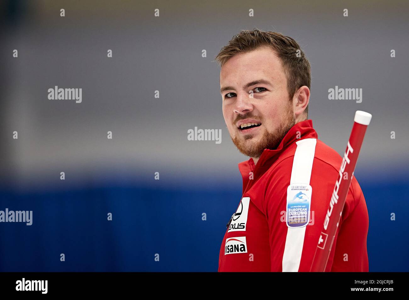 Romano Meier, Suisse, lors des Championnats d'Europe de curling le Gruyére AOP 2019 à Olympiahallen à Helsingborg, Suède, le 16 novembre 2019. Photo: Anders Bjuro / TT / code 11830 Banque D'Images