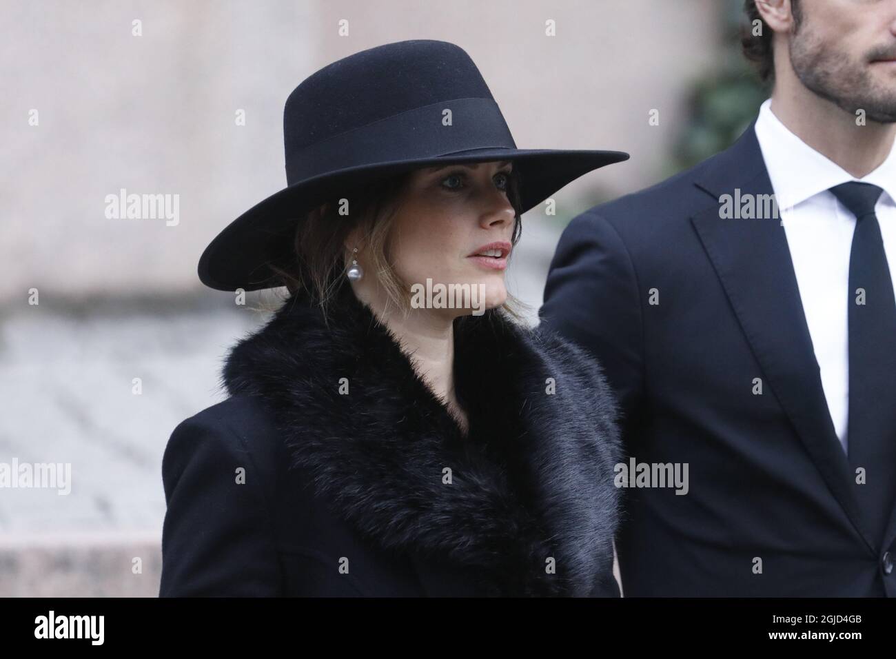 Princesse Sofia lors des funérailles de Dagmar von Arbin dans l'église Oscars dans le centre de Stockholm, Suède le mardi 4 février 2020 photo Patrik Osterberg / TT Kod 2857 Banque D'Images