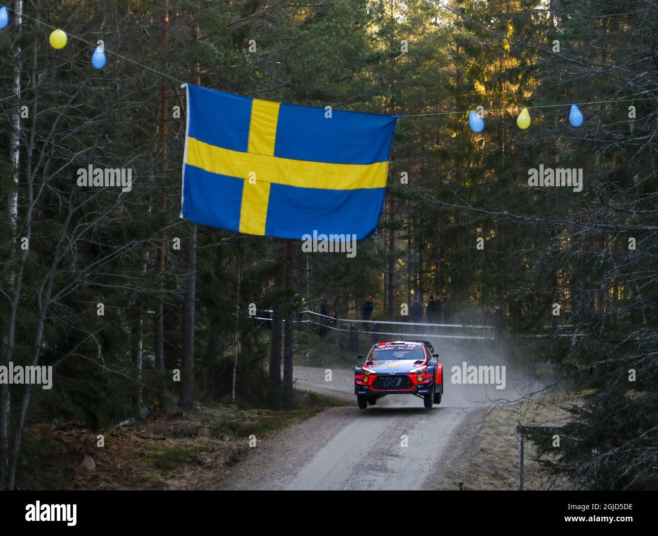 TORSBY Rally 2019-02-13 Suède, deuxième compétition de la coupe du monde de rallye 2020. Thierry Neuville bel / Nicolas Gilsoul bel, Hyundai i20 coupe WRC, à l'essai de ce matin. Photo Micke Fransson / TT Banque D'Images