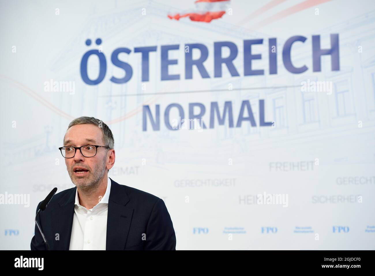 Vienne, Autriche. 9 septembre 2021. Conférence de presse avec le Président du Parti fédéral du FPÖ Herbert Kickl. Sujet : mesures Corona. Banque D'Images