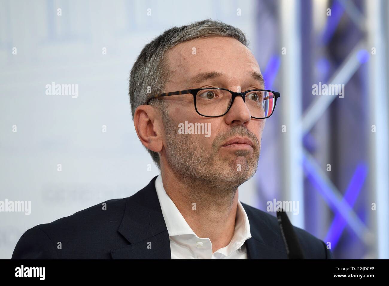 Vienne, Autriche. 9 septembre 2021. Conférence de presse avec le Président du Parti fédéral du FPÖ Herbert Kickl. Sujet : mesures Corona. Banque D'Images