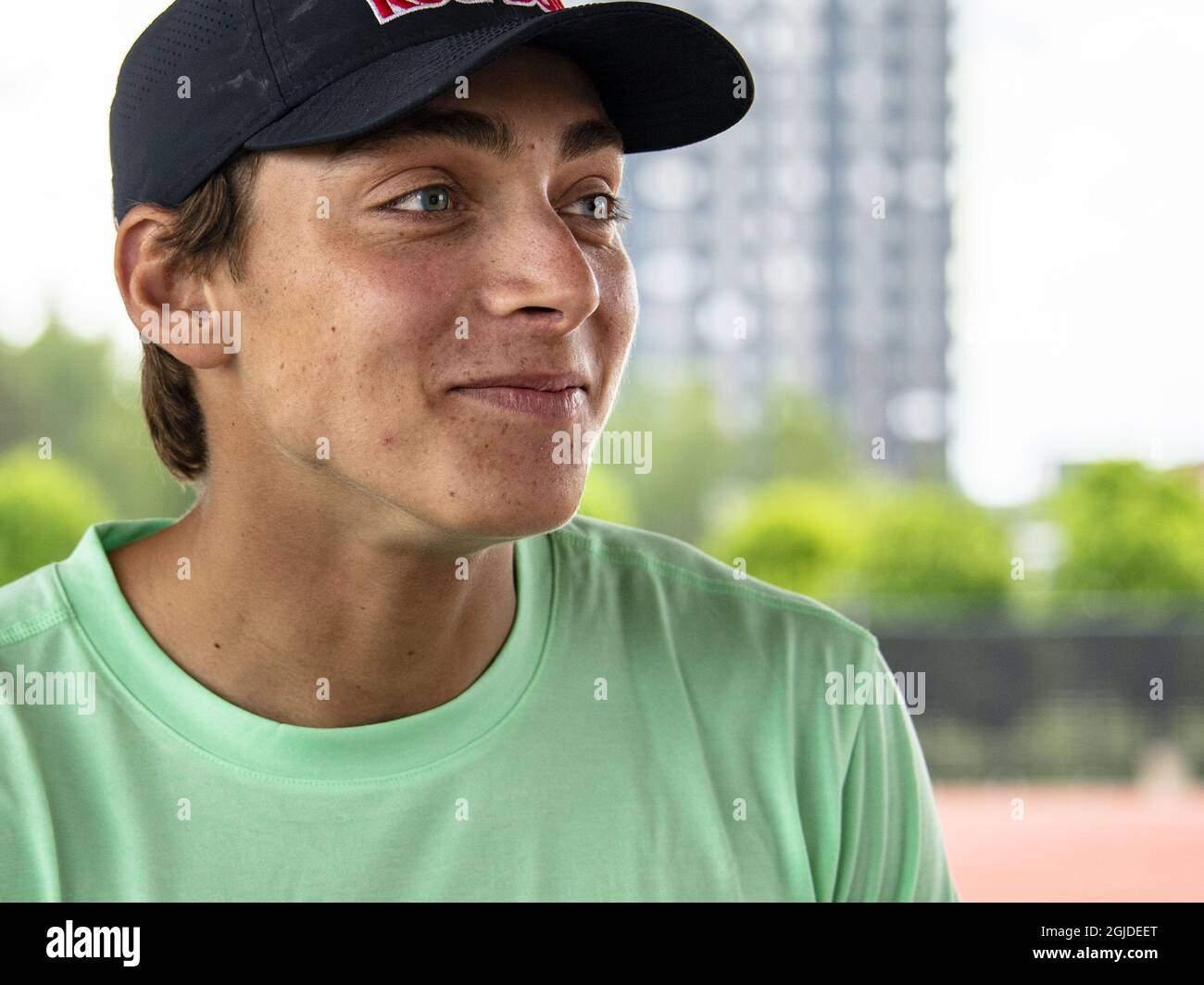 Le Pole vaulter et détenteur du record du monde Armand Duplantis rencontre la presse à Uppsala, en Suède, le mardi 9 juin 2020, en prévision des « matchs impossibles » de jeudi à Oslo. Photo: Lotte Fernvall / Aftonbladet / TT code 2512 Banque D'Images