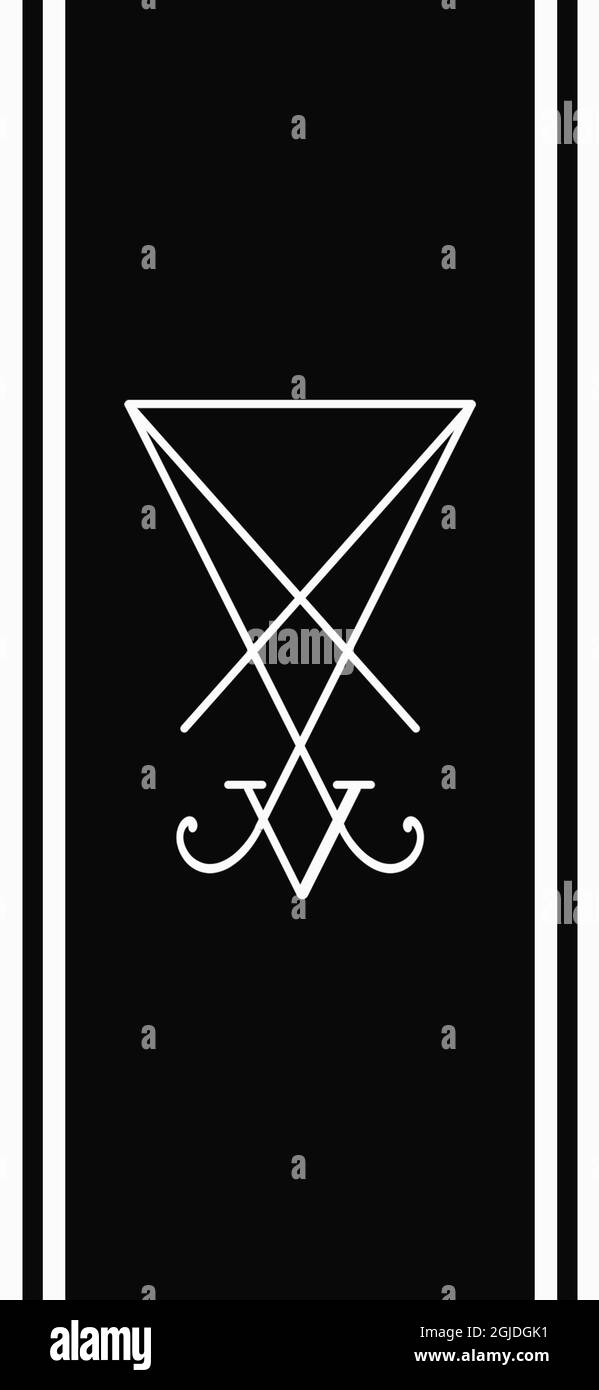 Sigil de Lucifer et les lignes blanches. Rendu 3D. Arrière-plan noir Banque D'Images