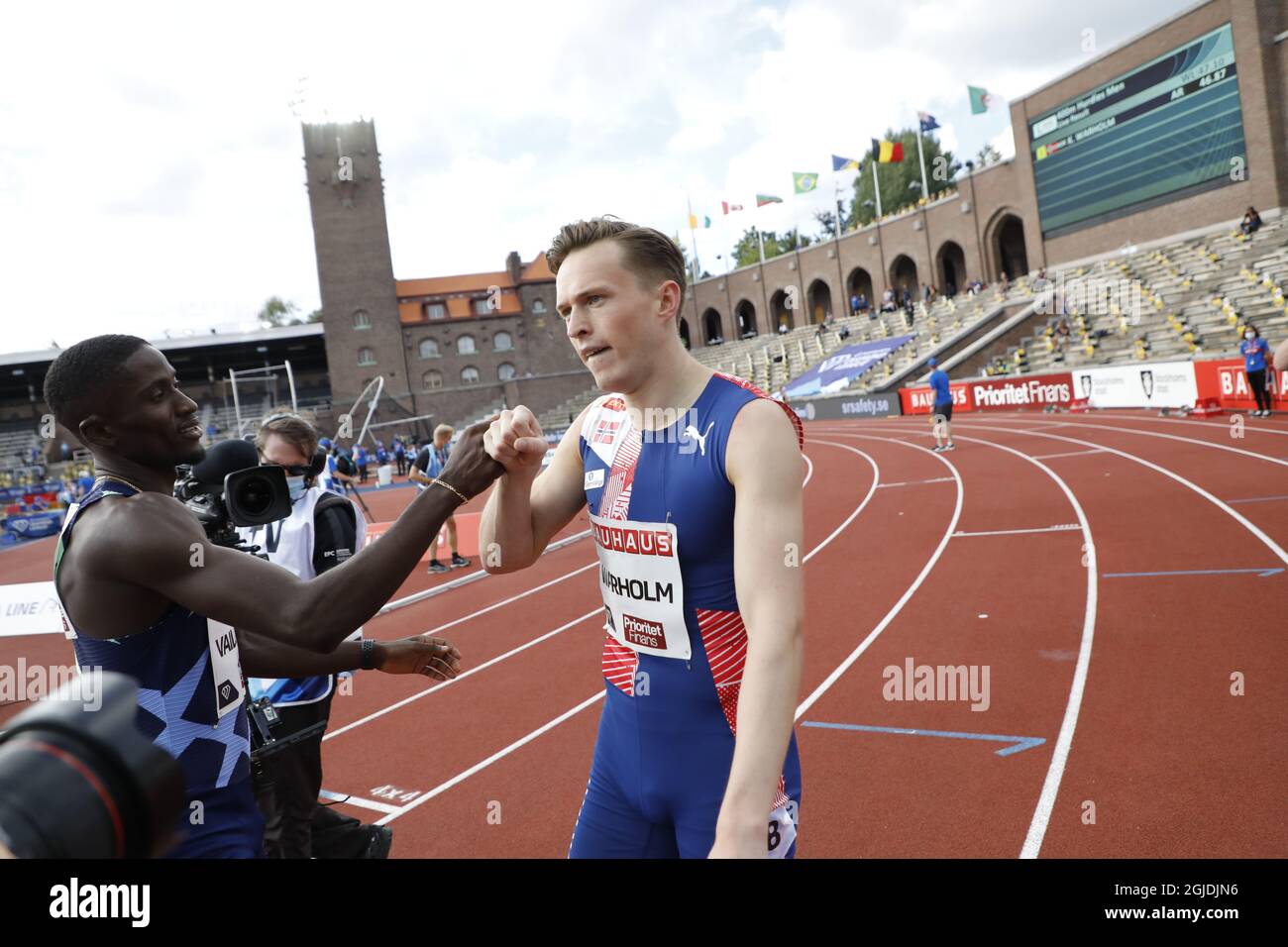 STOCKHOLM 20200823 Karsten Warholm, Norvège, a fait 400 mètres d'haies le dimanche 23 août 2020, compétitions d'athlétisme Stockholm Diamond League au stade de Stockholm. Photo: Christine Olsson / TT / Kod 10430 Banque D'Images