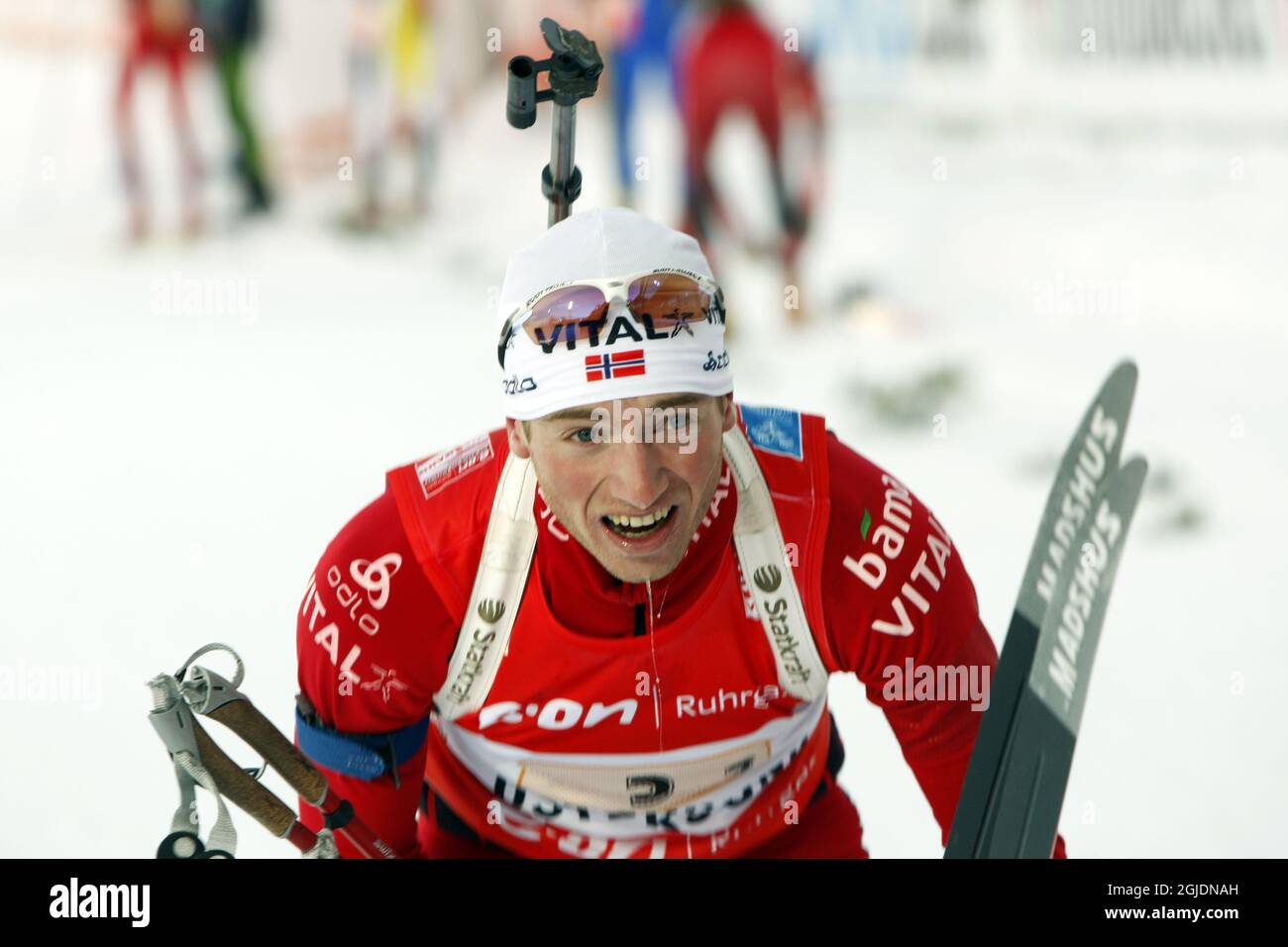 Alexander OS de Norvège après la course de biathlon des Championnats du monde à relais mixte à Ostersund, en Suède. Banque D'Images