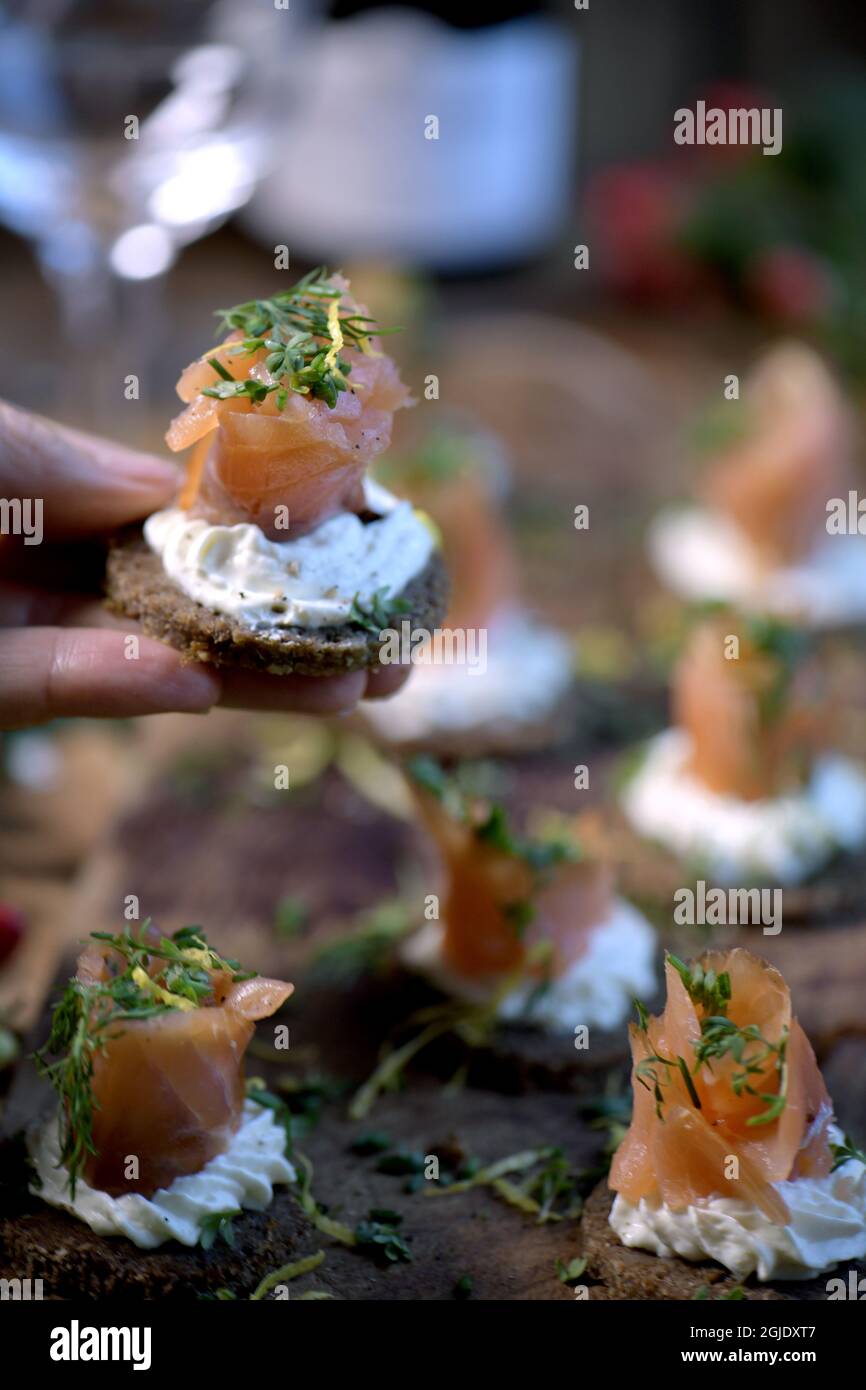 Canapés de saumon. Photo Janerik Henriksson / TT code 10010 Banque D'Images