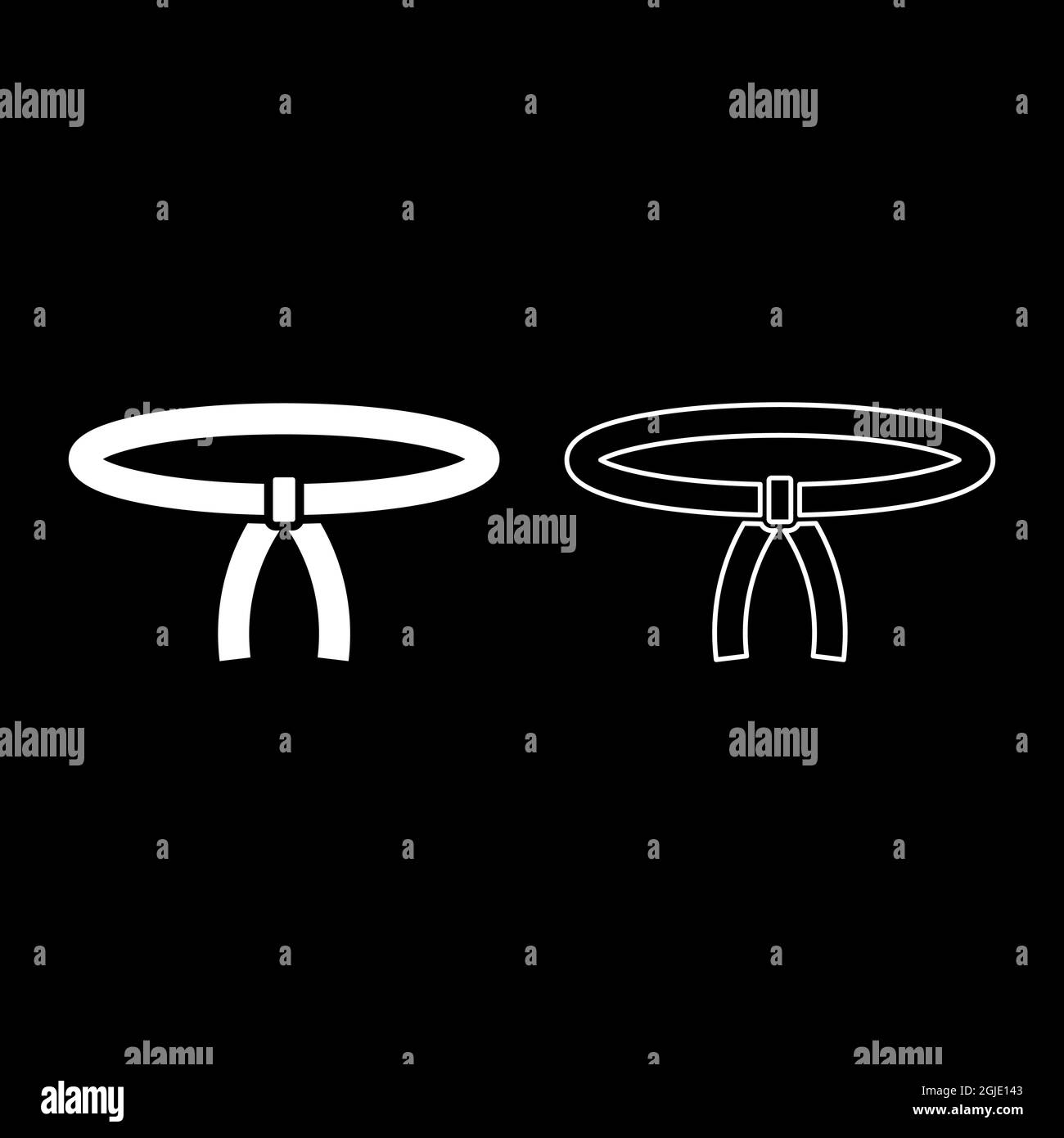 Ceinture sport de combat oriental ceinture vêtements de chasseur karaté judo icône blanc couleur vecteur illustration plat style simple ensemble d'images Illustration de Vecteur