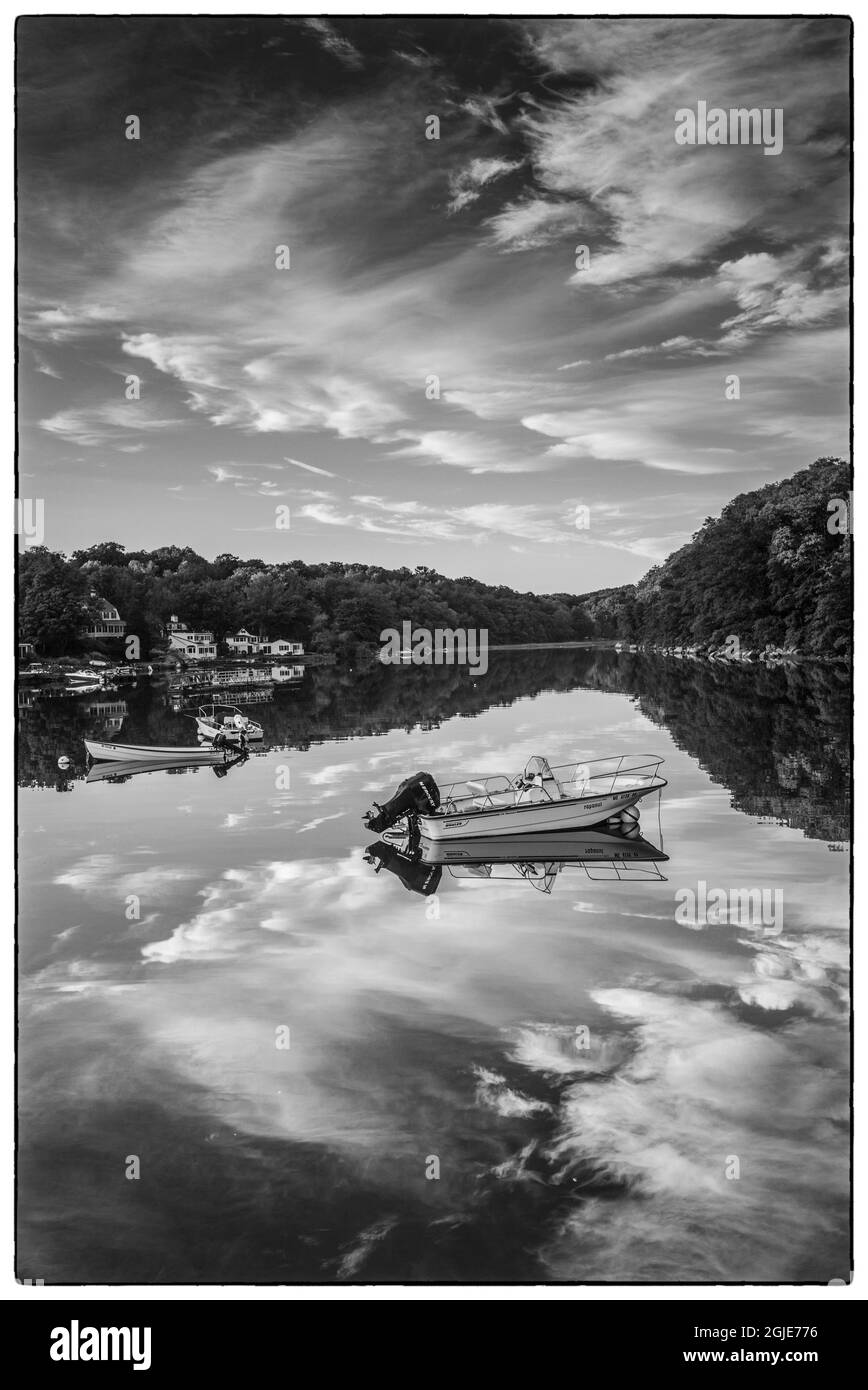 États-Unis, Massachusetts, Cape Ann, Gloucester. Annisquam, Lobster Cove Reflection. Banque D'Images