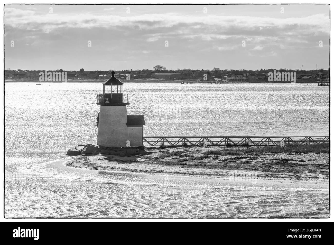 États-Unis, Massachusetts, Nantucket Island. Nantucket Town, Brant point Lighthouse depuis le ferry de Nantucket. Banque D'Images